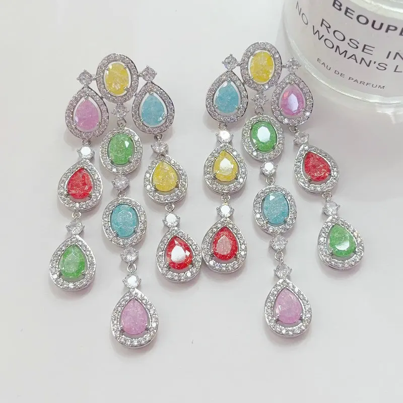 Bilincolor Luxurious Purple Snowflake Dangle Earrings with Yellow Accents for Women