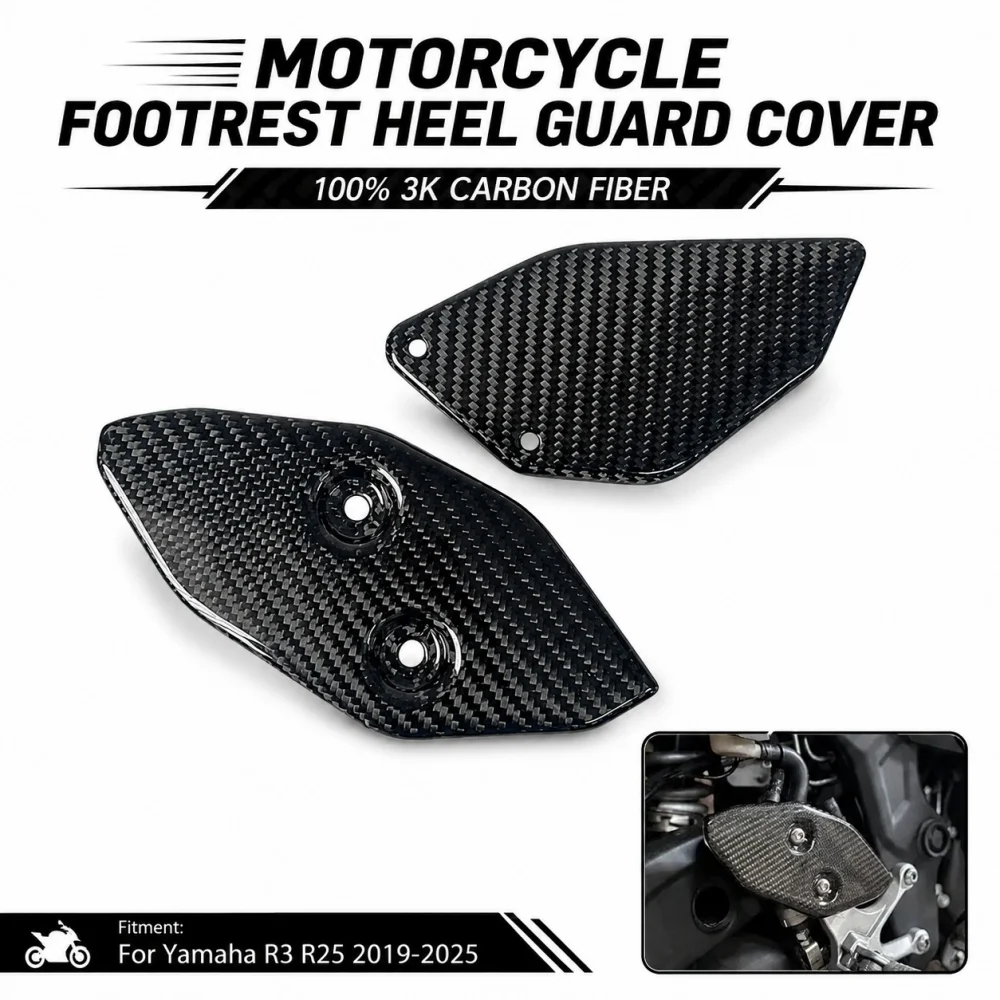 

For Yamaha R3 R25 2019-2024 2025 Heel Guard Plates Foot Rests Weight Reduction Carbon Fiber Motorcycle R3 R25 2025 Accessories