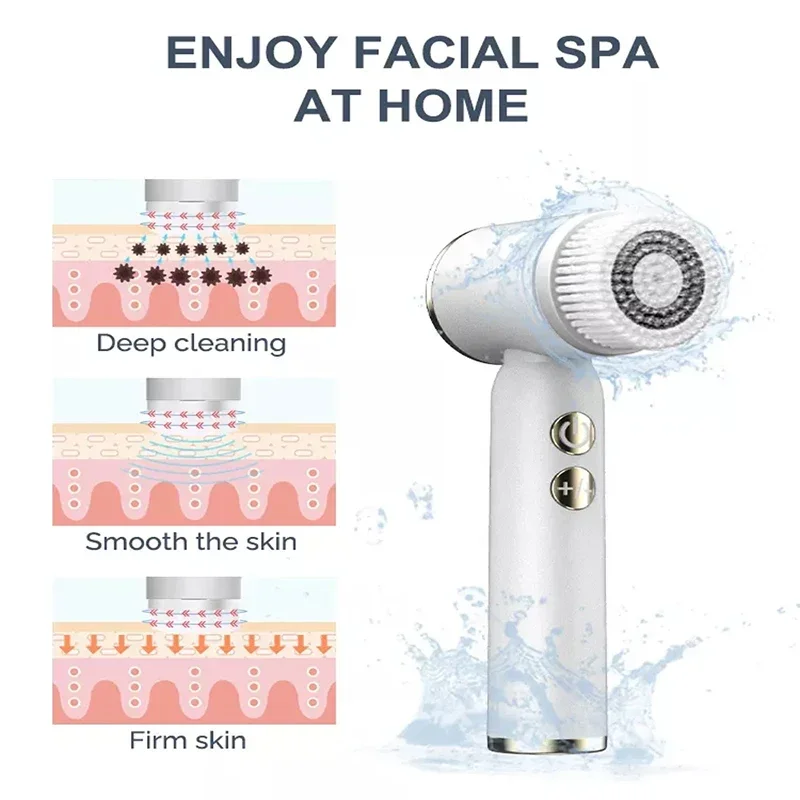 6 In 1 Electric Clean Facial Brush LED Display Face Tightening Exfoliating Cleaning Sonic Massager Cleaner with 6 Head Face Care