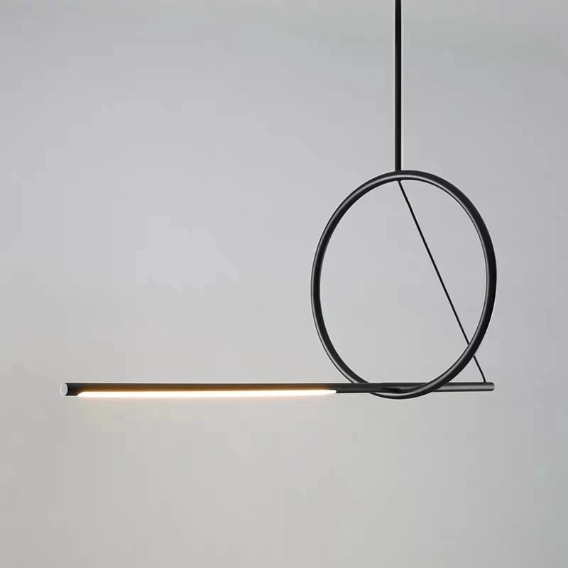 Imagem -04 - Nordic Led Pendant Light Black Iron Linha Faixa Pendurado Lâmpada para Sala de Jantar Mesa Sala de Estar Luminaria