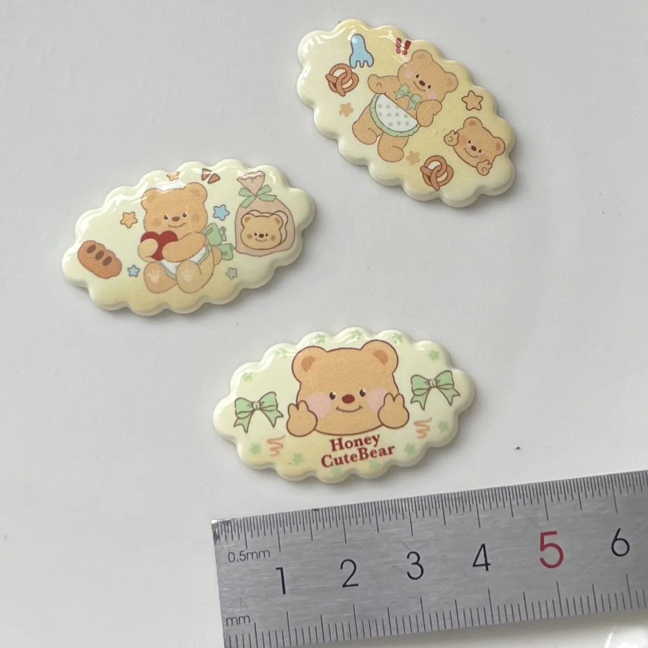 5 Stuks Miniso Schattige Beer Cartoon Serie Cartoon Hars Flakback Cabochons Diy Ambachten Materialen Sieraden Maken Charmes