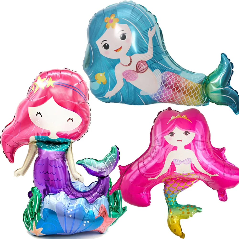 4D Standing Mermaid Balloons Mermaid Tail Ballon Kids Birthday Party Decorations Baby Shower Mermaid Party Helium Balloon Globos