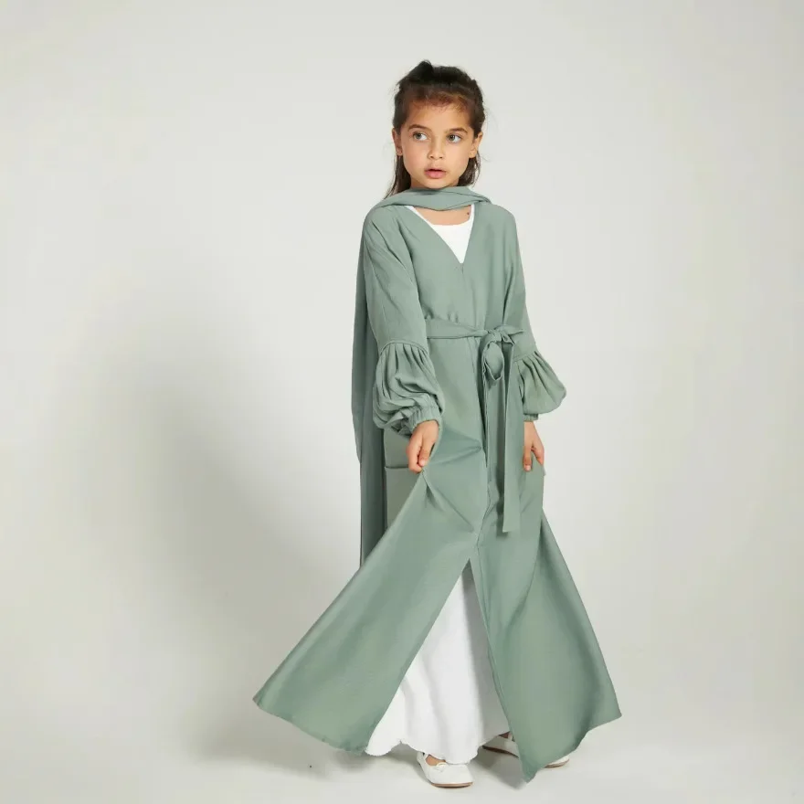 Eid Ramadan musulman enfants filles Robe Hijab Khimar Abaya turquie caftan Islam vêtements Kebaya Niqab Caftan Marocain Robe de soirée