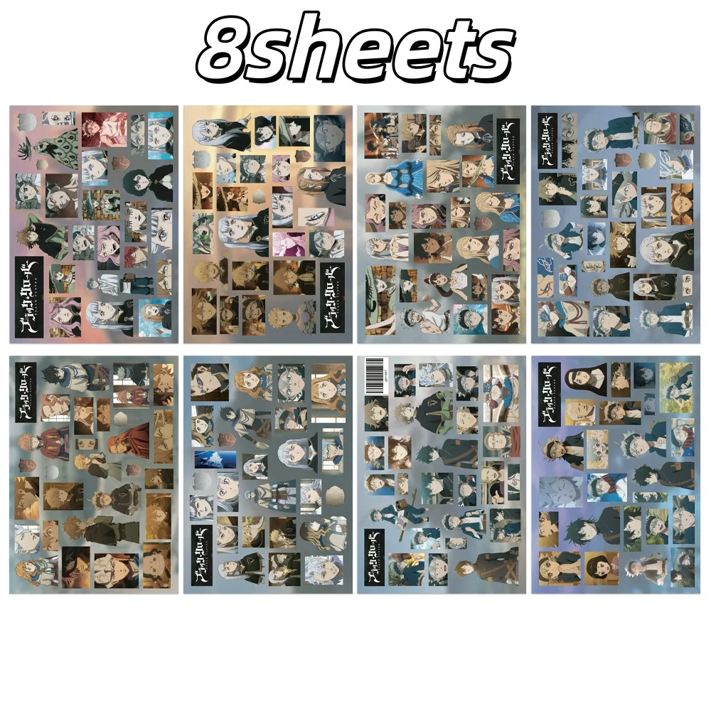 8 Sheets Black Clover Stickers Asta Noelle Yuno Anime Character Die Cut Decal Scrapbooking Laptop Phone DIY Decor Prop Fans Gift