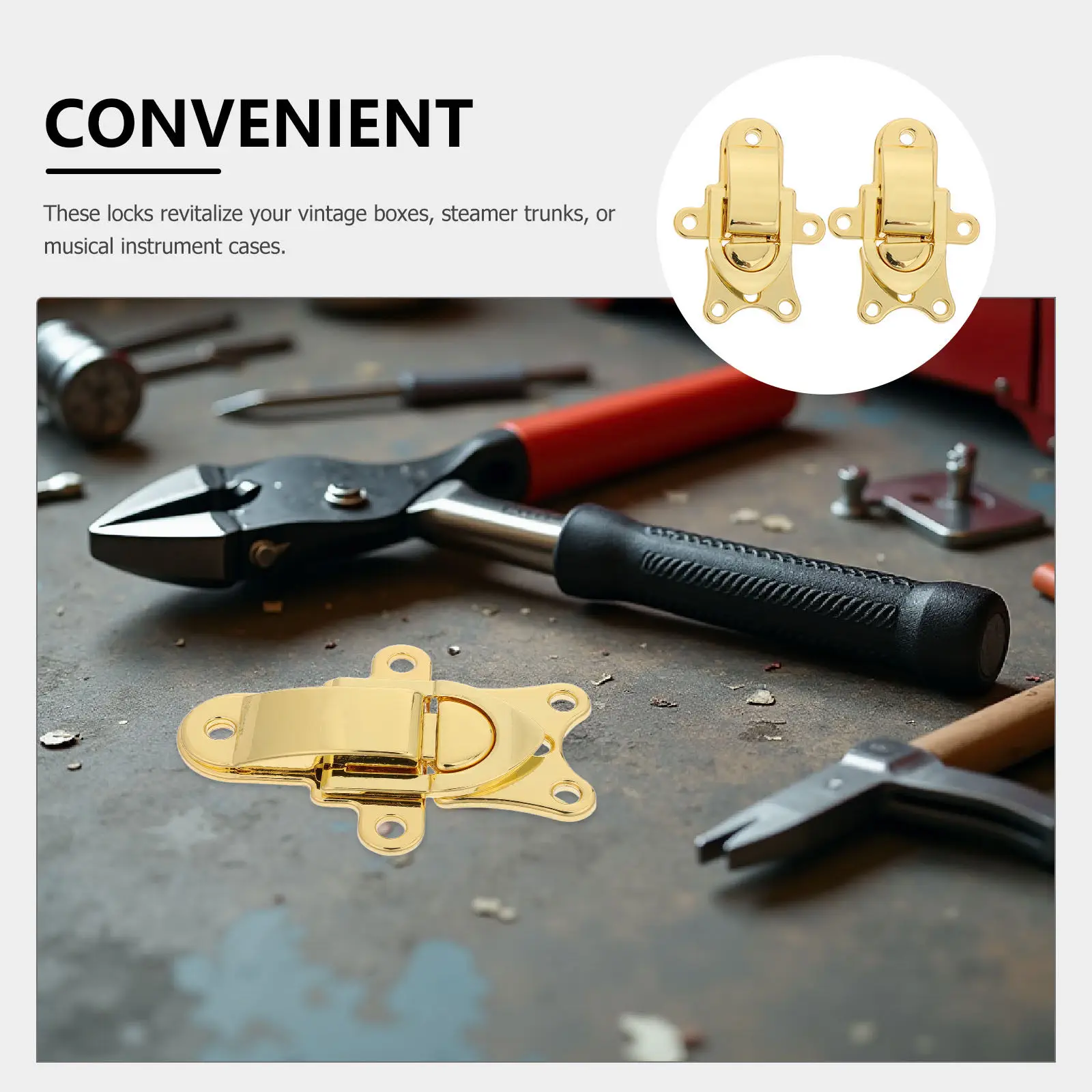2Pcs Vintage Style Metal Duckbilled Hasp Toggle Lock for Wooden Chest Jewelry Box Toolbox Steamer Trunk Buckle Replacement