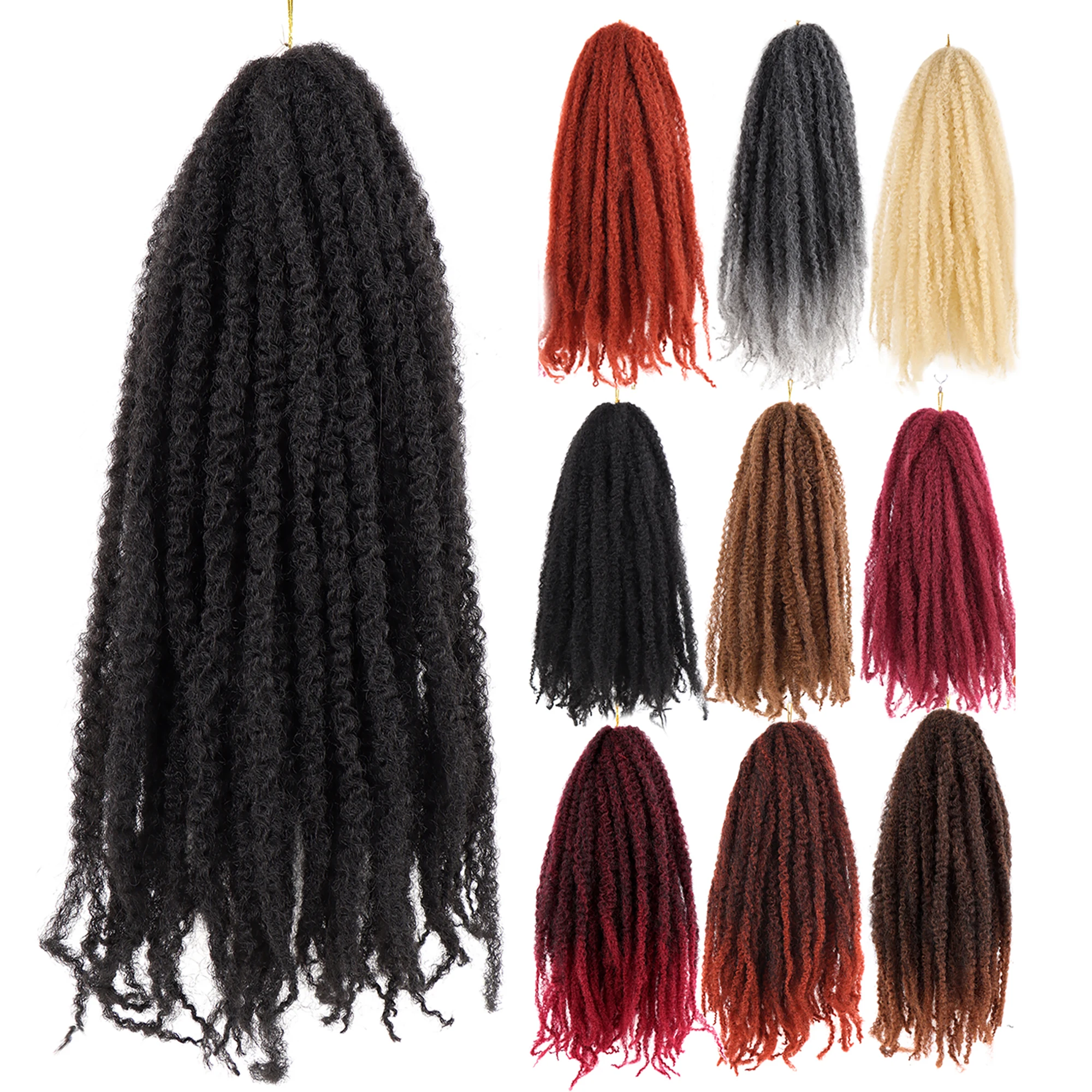 AHVAST Wholesale 18 Inch Synthetic Fiber Marley Braid Afro Kinky Crochet Hair Afro Kinky Twist Hair Marley Hair Braid Wholesale