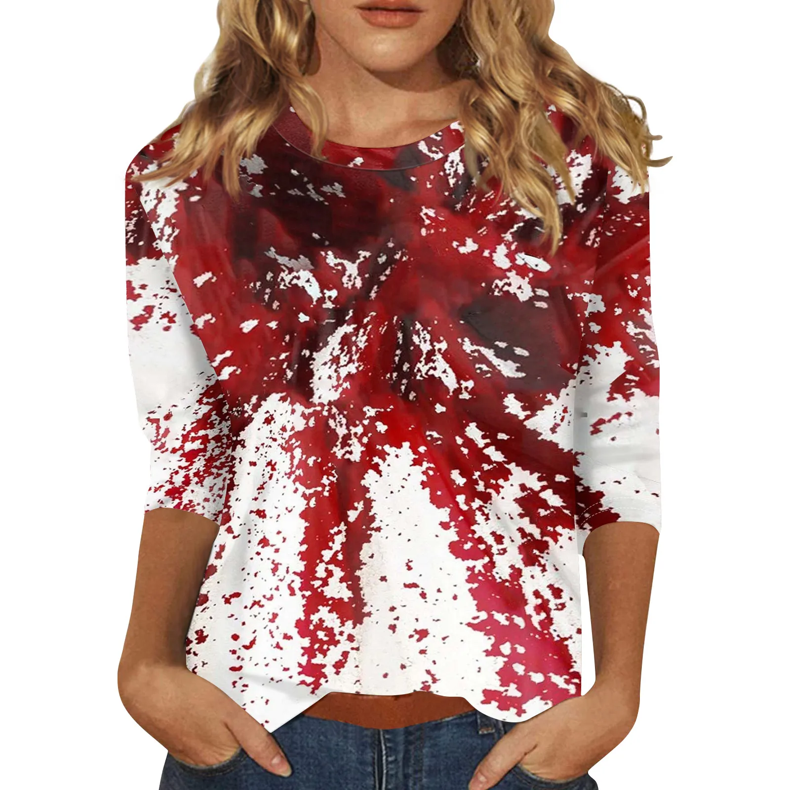 100% Cotton Bloody Shirt Halloween Horror Humor Graphic Casual Clothing Summer Fashion Streetwear Oversized Tops For Female