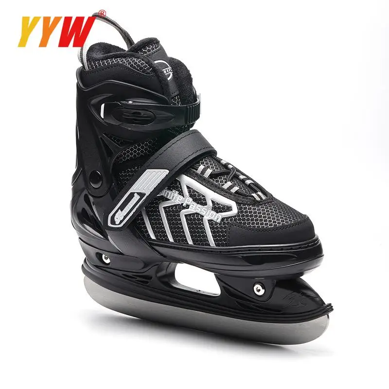 Skating Ice Skates Shoes with Ice Blade Warm Thicken Figure Adult Kids Children Professional Thermal PVC Waterproof Black