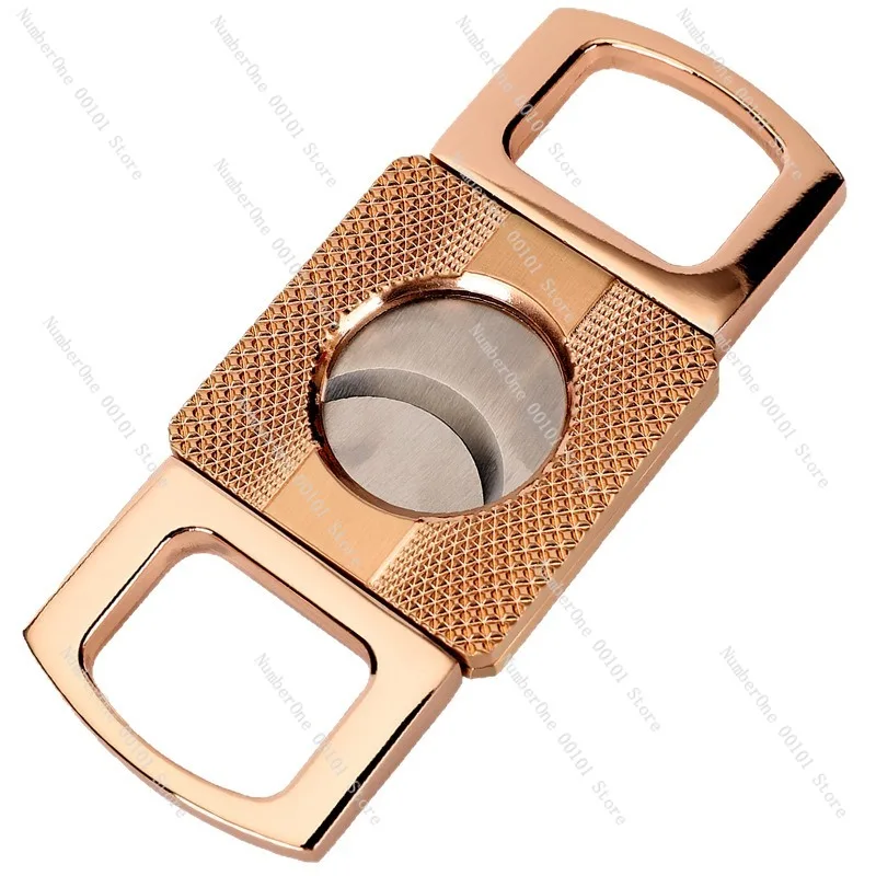 Metal Double-Blade Cigar Cutter, Thickened Portable Cigar Scissors with Gift Box, Simple Tobacco Cutting Tool
