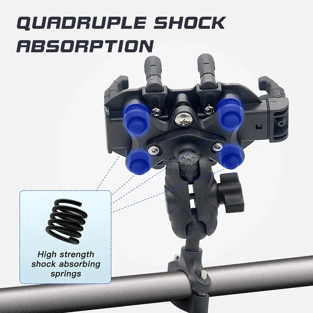 Aluminum Alloy Motorcycle Phone Holder Shock Absorbing Bracket Handlebar Mount Stand for Mountain Bike Fit Samsung iPhone All view 2