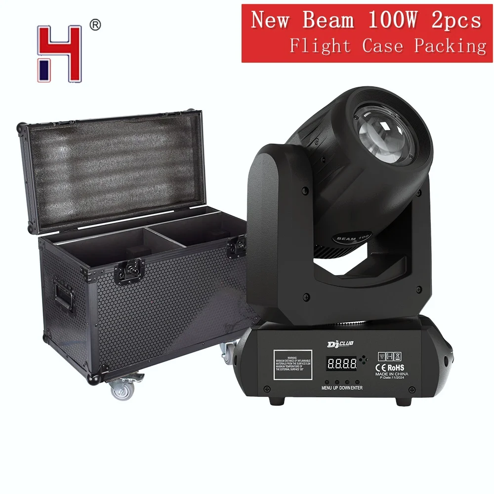 HongYi With Flight Casw LED Moving Head 100W Lyre Beam DMX Controll Sound Activated Stage Lights For DJ Disco Bar Wedding Party