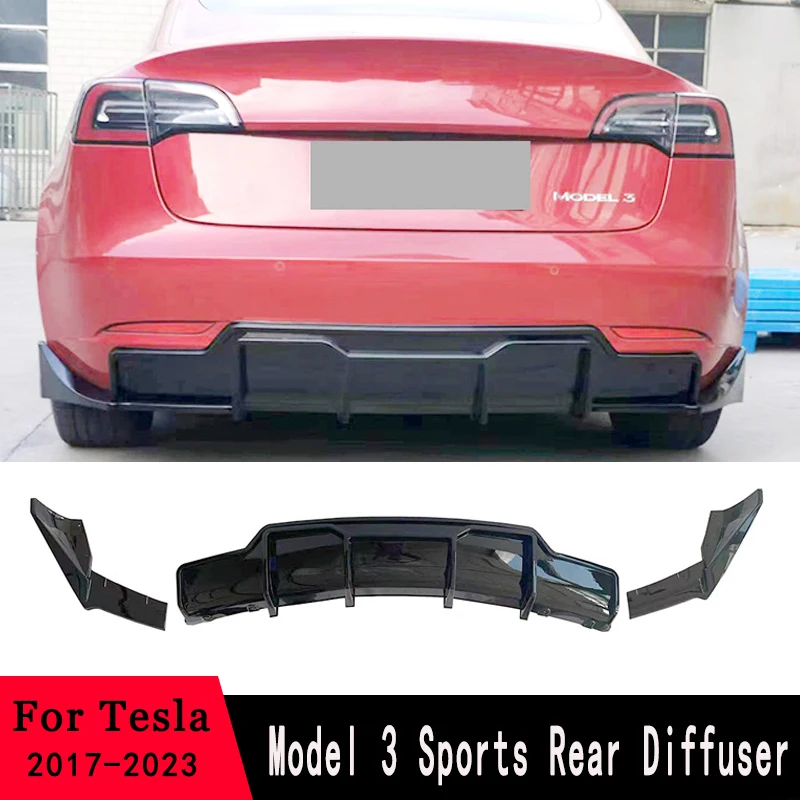 

LMTUNING For Tesla Model 3 Sedan 2017 20 21 22 23Rear Bumper Diffuser Lip Side Corner Cover Splitter Guard Plate Accessories