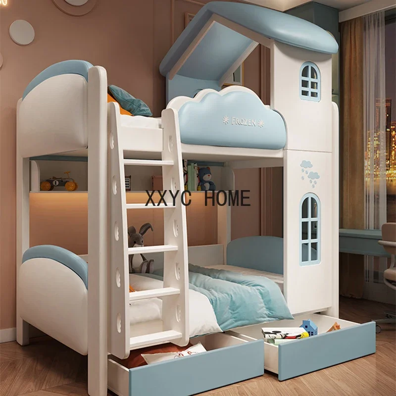 Luxury Bunk Children Beds Princess Multifunctional Storage Loft Children Beds Camas Infantiles Kids Bed Set Furniture BL50CB