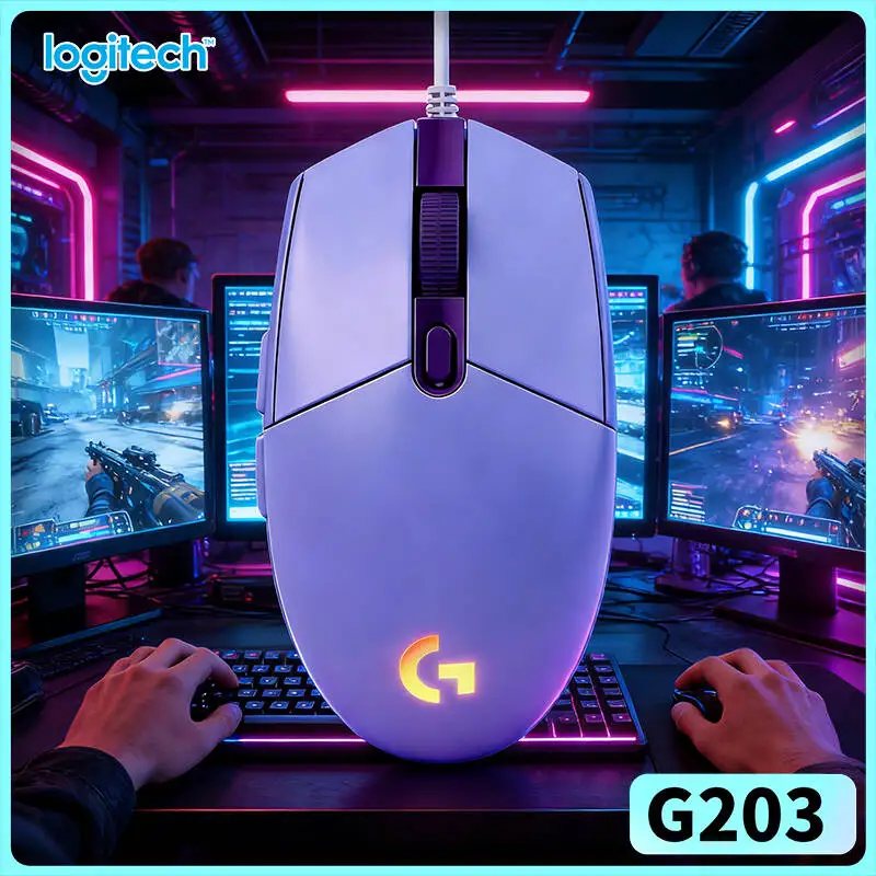 Logitech G203 Gaming Mouse 8000 DPI RGB Lighting Sync 6 Keys 85g Lightweight 2-Year Warranty Windows Mac Sharp Clicks