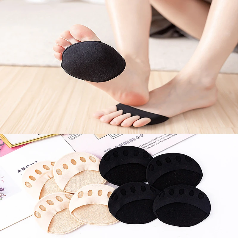 4 Pairs Women Half Foot Pad Five Finger Socks Summer Thin Split Toe Socks Sole Boat Socks Sponge Cushion Invisible Sokke