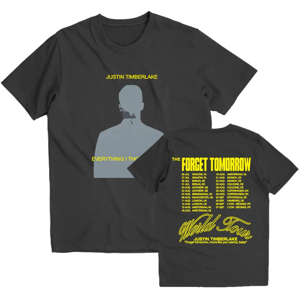 Men Justin-Timberlake T-shirt The Forget Tomorrow World Tour 2024 Tshirt Cotton Summer Casual Men/Women Tee-shirt Unisex Clothes