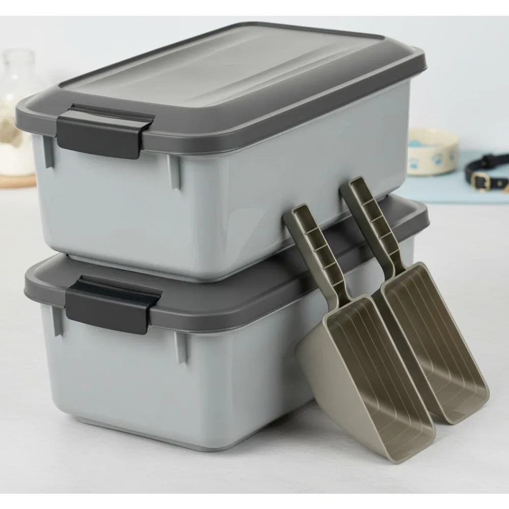 

Герметичный контейнер для хранения корма для домашних животных, 14 фунтов, полупрозрачная штабелируемая корзина без BPA для собак, кошек, птиц