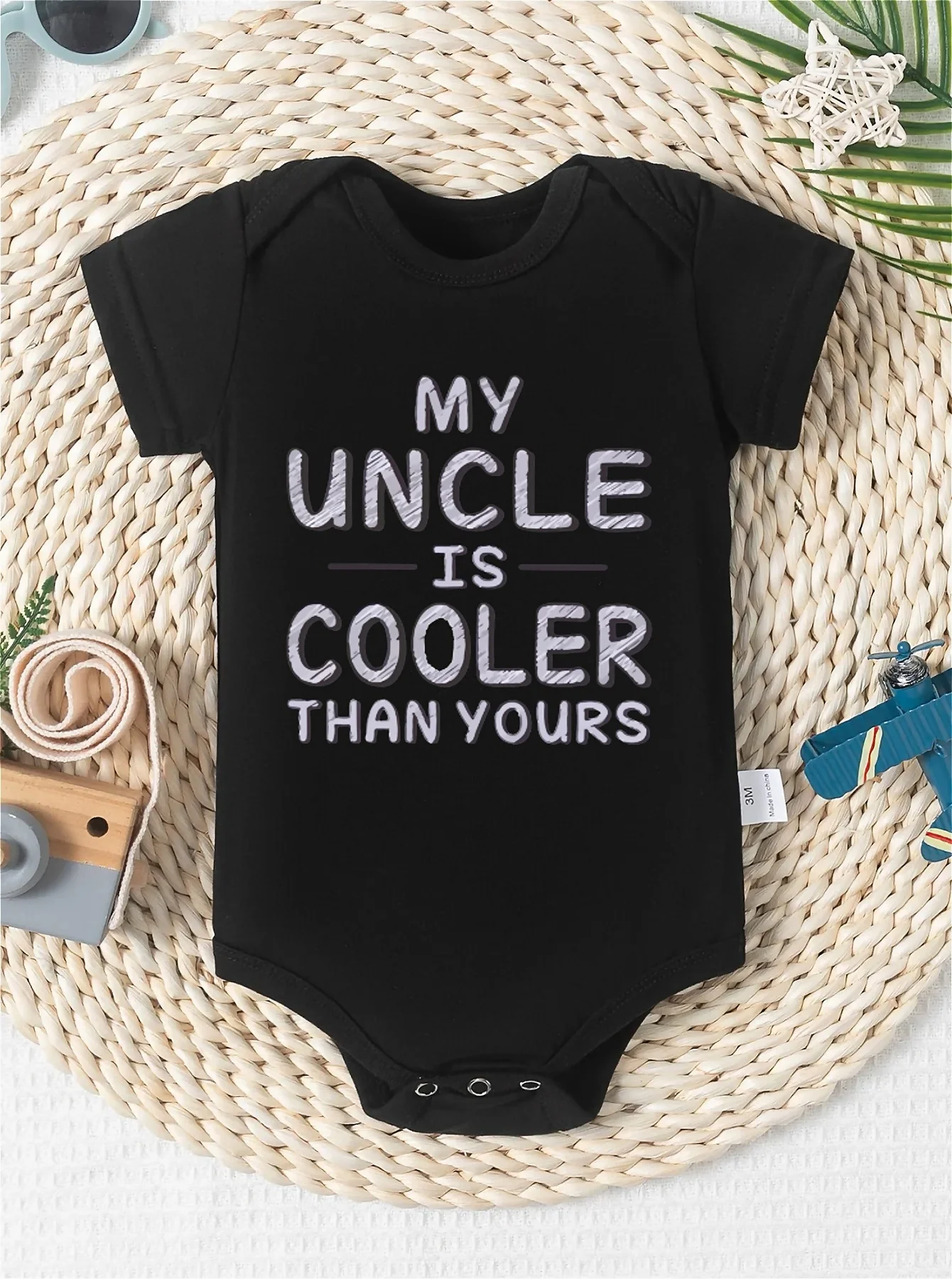 

"My uncle is cooler than yours "is soft and perfect for summer, making it an ideal pregnancy gift and perfect for outdoor