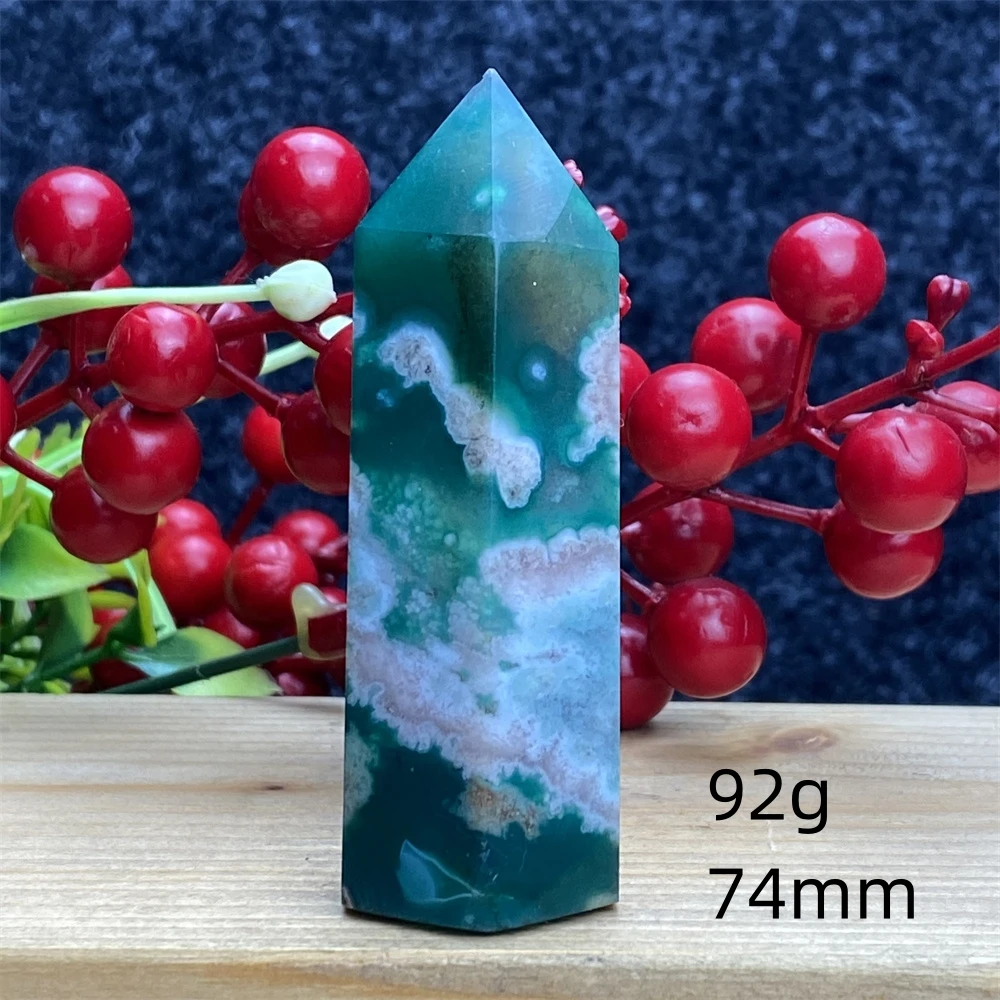 Natural Green Cherry Blossom Stone Agate Energy Crystal Tower Healing aura obelisk Garden Aquarium Home Decoration  Holiday Gift