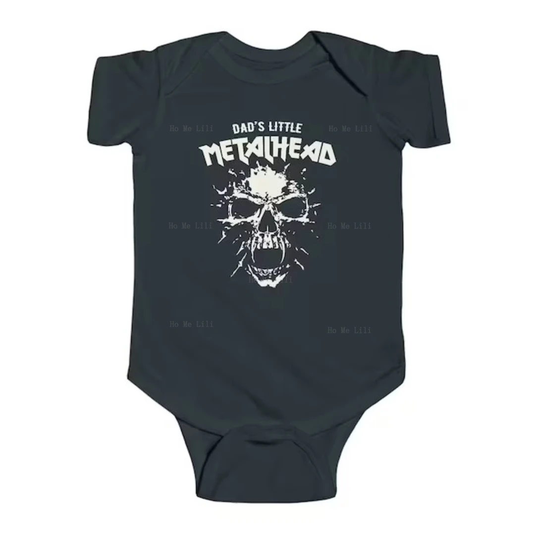 Dad\'s Little Metalhead Rock Heavy Metal Baby Bodysuit Halloween Rocker Spooky Baby Clothes Toddler Newborn