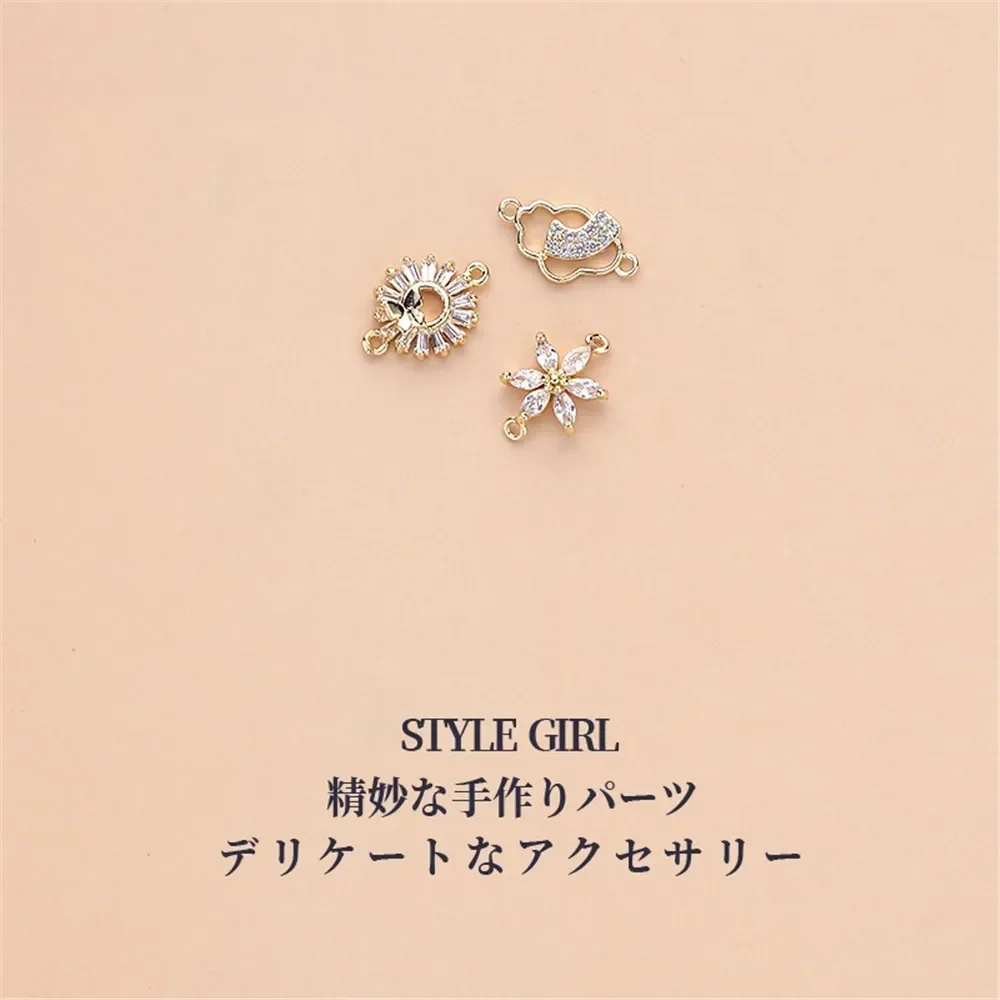 

14K Gold Inlaid Zircon Flower Cloud Snowflake Pendant Handmade Diy Bracelet Necklace Jewelry Material Accessories L377