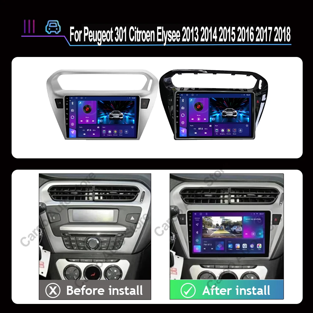 Android 16 Car Radio For Peugeot 301 Citroen Elysee 2013 2014 2015 2016 2017 2018 Multimedia Player Stereo Carplay 2din Audio BT