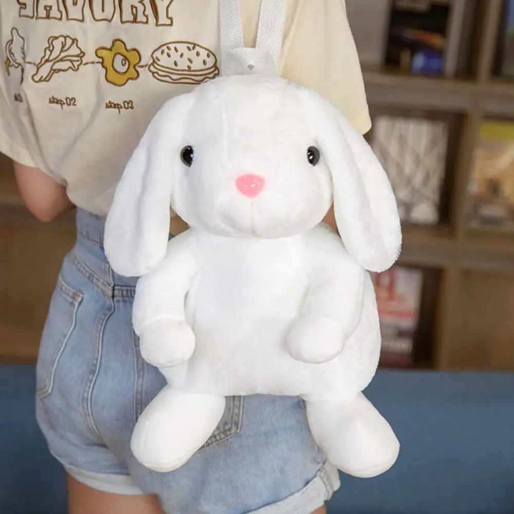 Sac à Dos en Peluche de Lapin à Boucles d'Oreilles pour Enfant, Cartable, Cadeau pour Étudiant