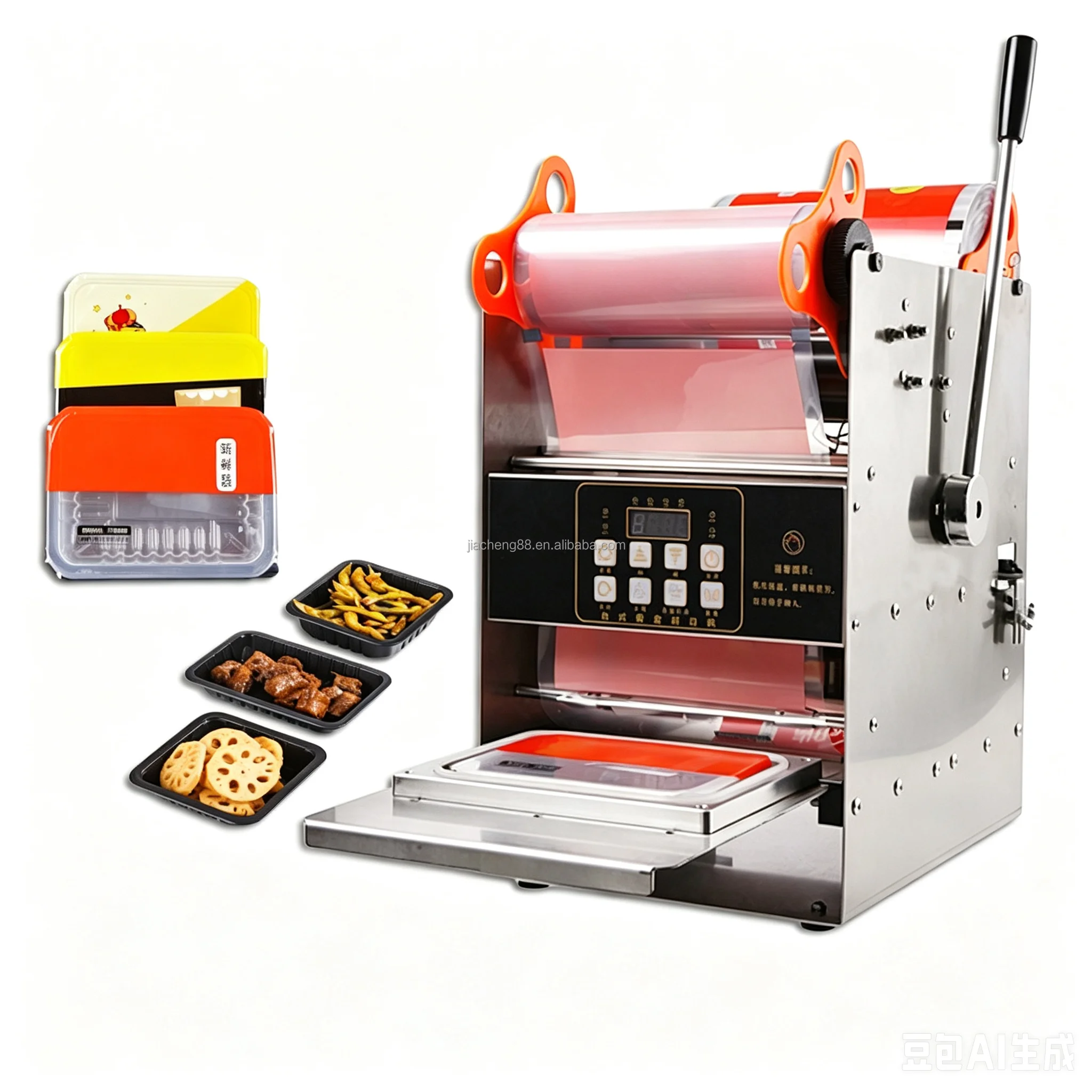 Commercial Manual Heat Sealing Packing Machine For Bubble Tea Coffee Food Container Takeout Packaging