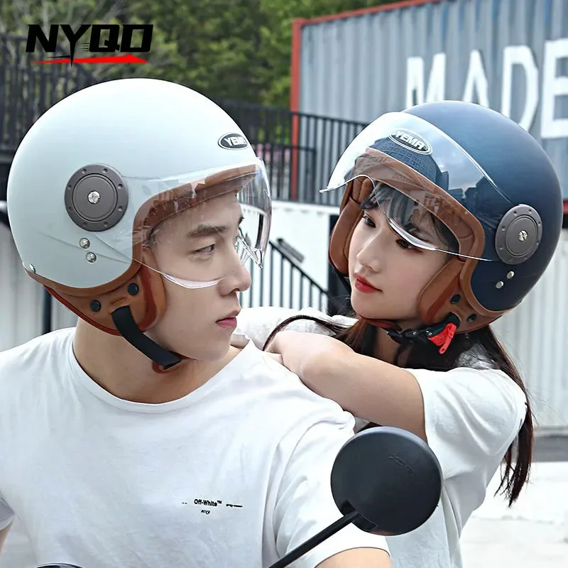 

YEMA 611 аккумуляторный электрический мотоциклетный шлем унисекс четырехсезонный полушлем теплый и безопасный электрический мотоциклетный шлем