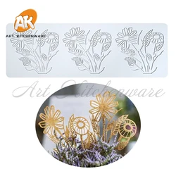 Flowers Silicone Cake Lace Mold Daisy Cake Decorating Tool Border Decoration Lace Mold kitchen Baking Tool