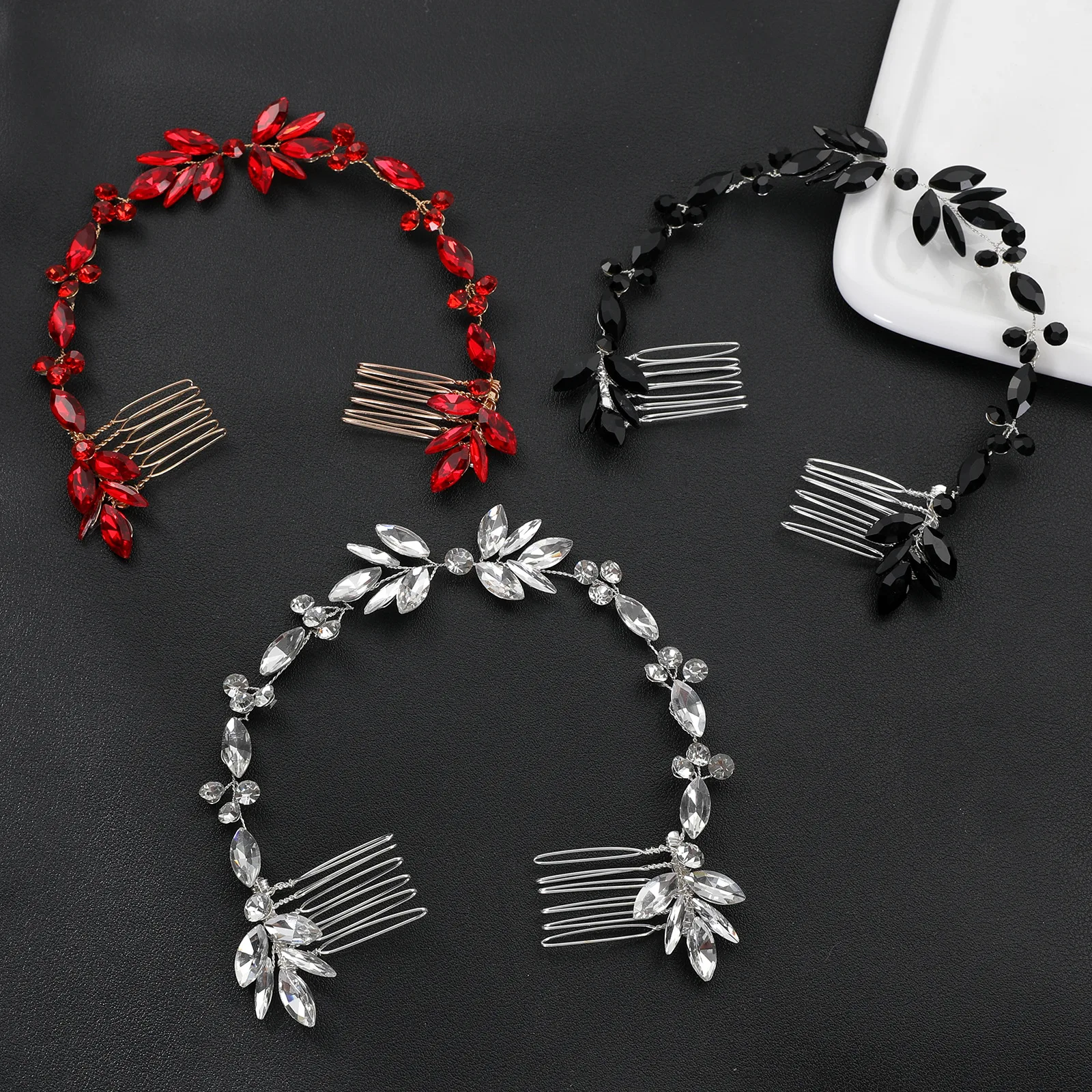 Floralbride Handmade Wired Rhinestones Crystal Flexible Bridal Headband Hair Comb Wedding Hair Accessories Women G Jewelry