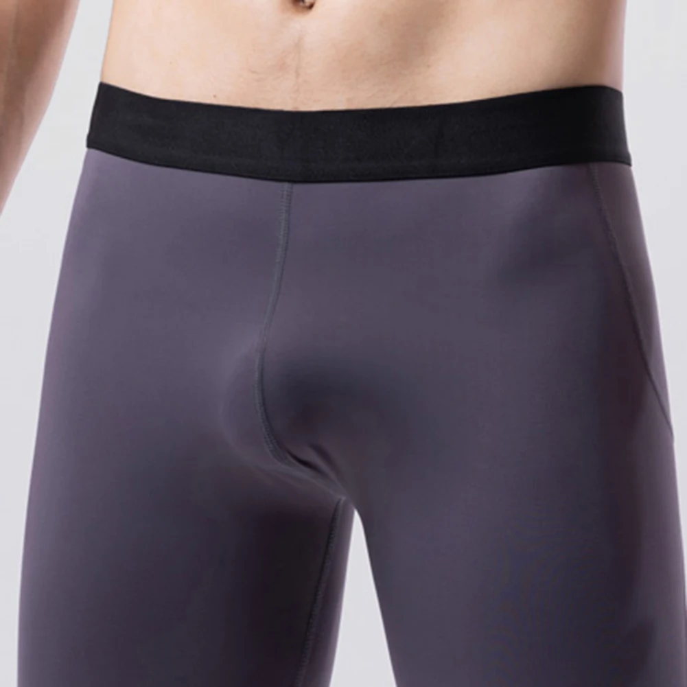 Men's Breathable Underpants with Pouch Design Long Leg Boxers Briefs Soft Nylon and Spandex Fabric Quick Drying and Comfortable