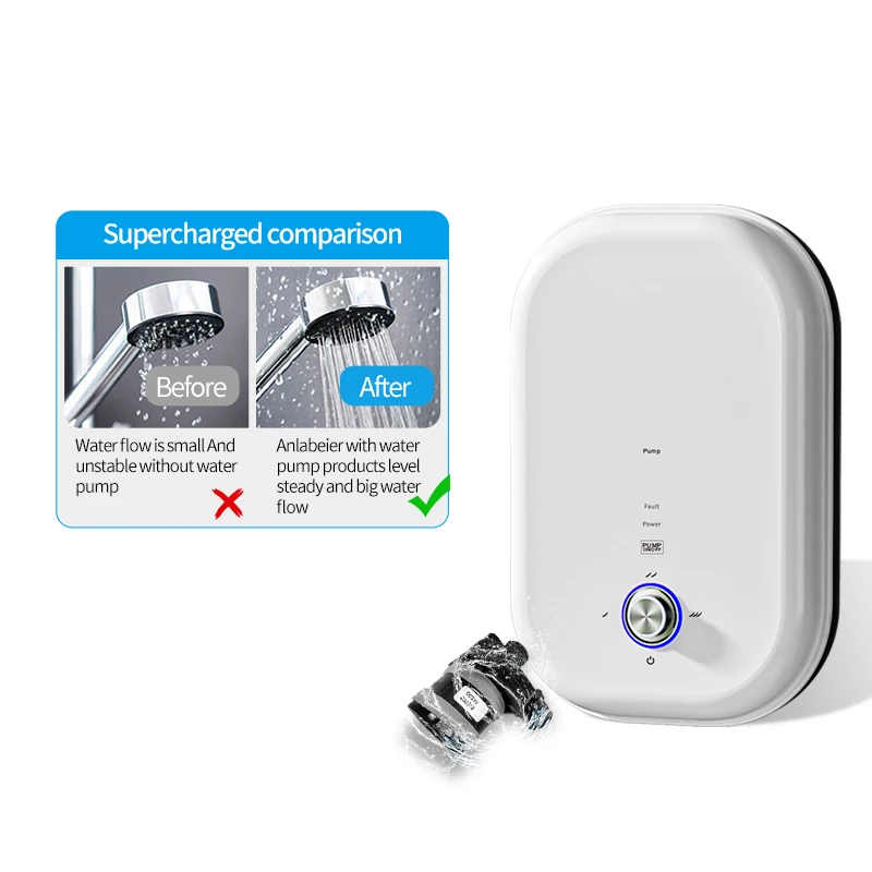 Nuovo scaldabagno elettrico istantaneo con pompa Scaldabagno portatili elettrici montati a parete in plastica Ce Doccia veloce senza serbatoio