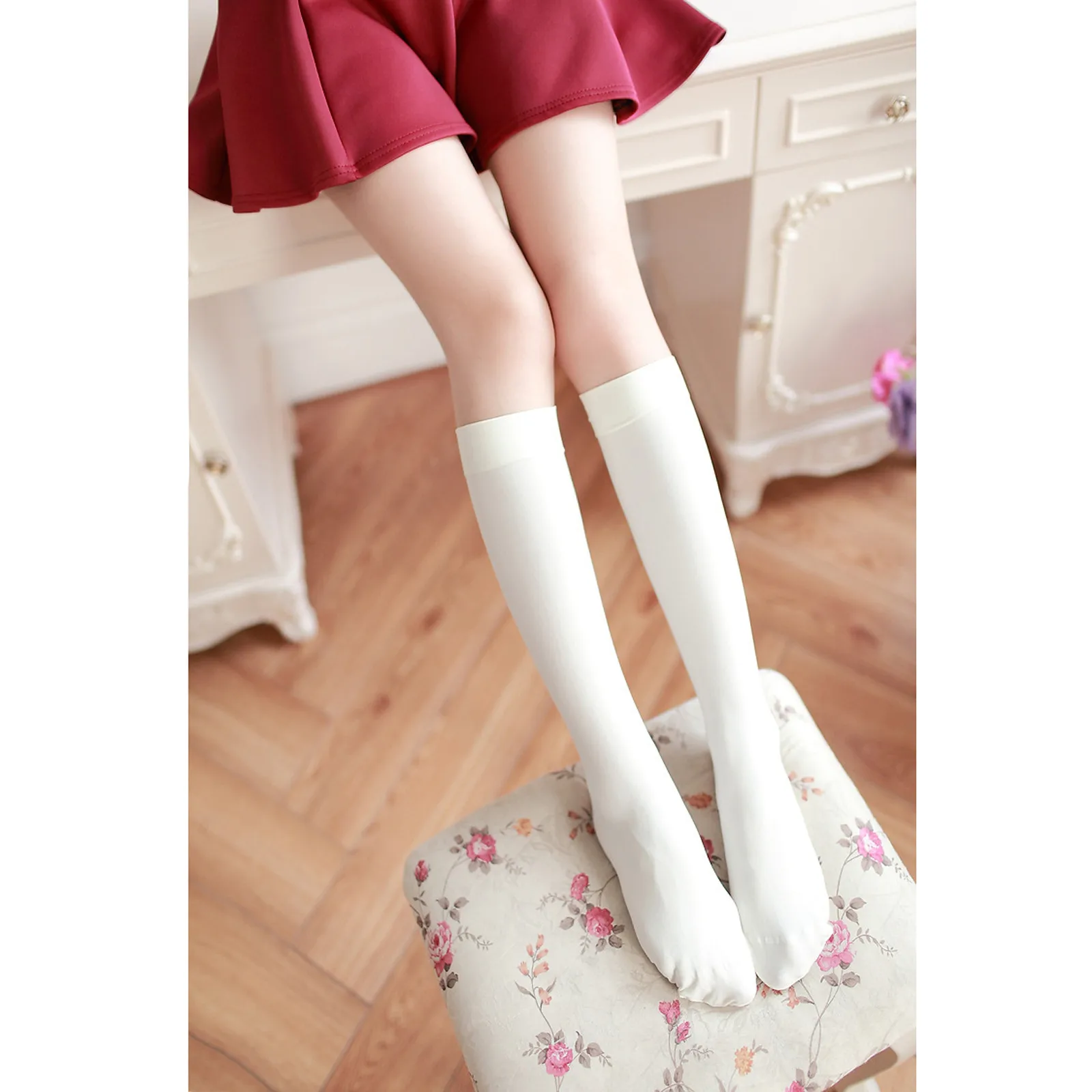 

Wool Blend Calf Length Stocking Women's Knitted Long Socks Ribbed Winter Warm Casual Fine Yarn High Soft Socks