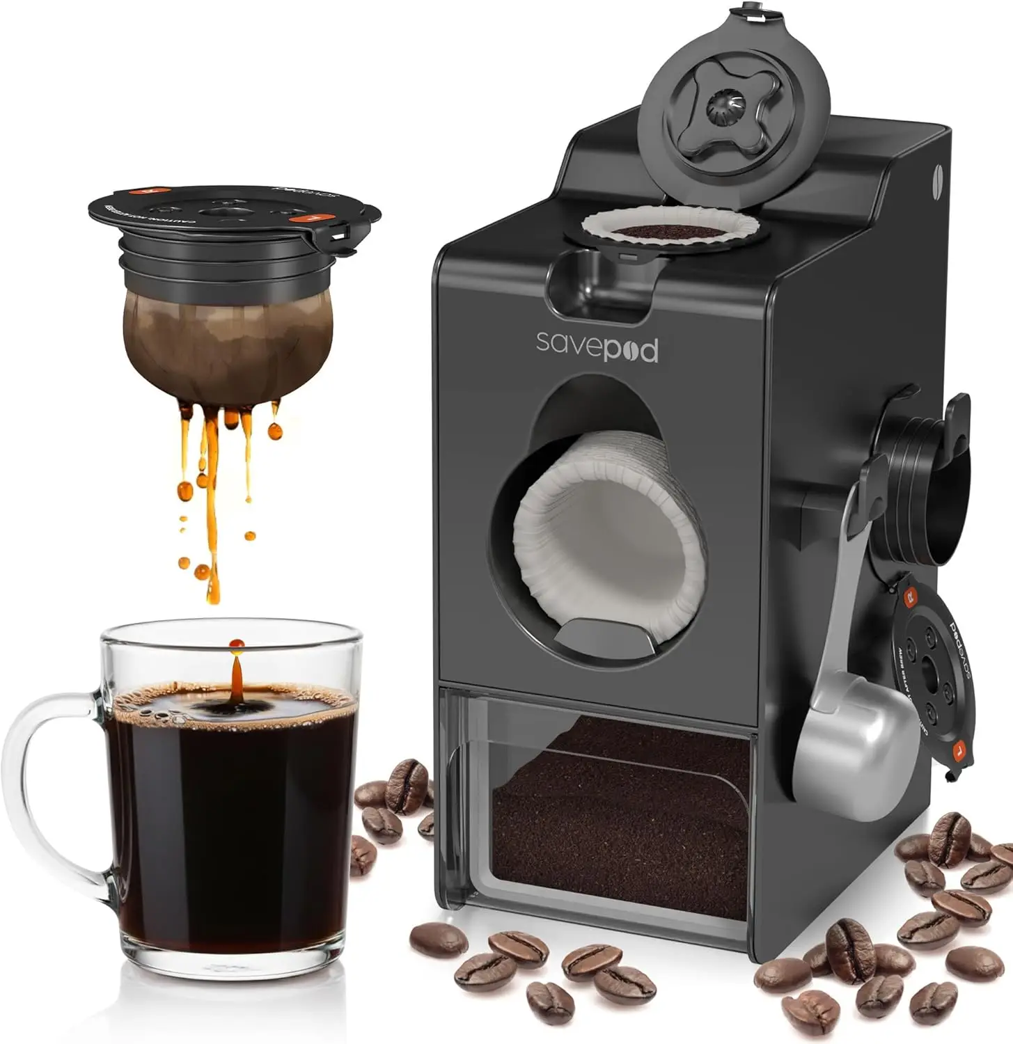 

Reusable Coffee Pod Maker for Keurig & K-Cup Machines, Eco-Friendly & Easy to Use in Black Small Size