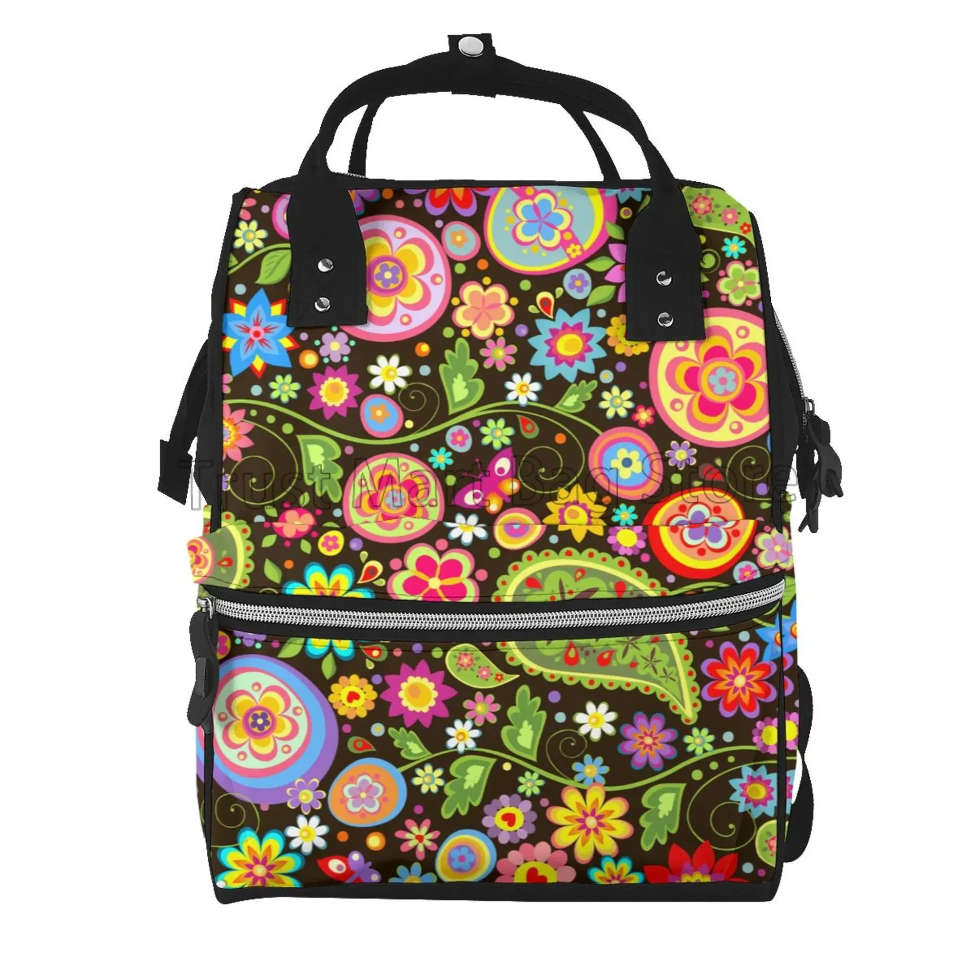 

Colorful Paisley Pattern Mummy Backpack Large Capacity Mummy Bags Laptop Handbag Women Diaper Bag Casual Travel Rucksack Satchel