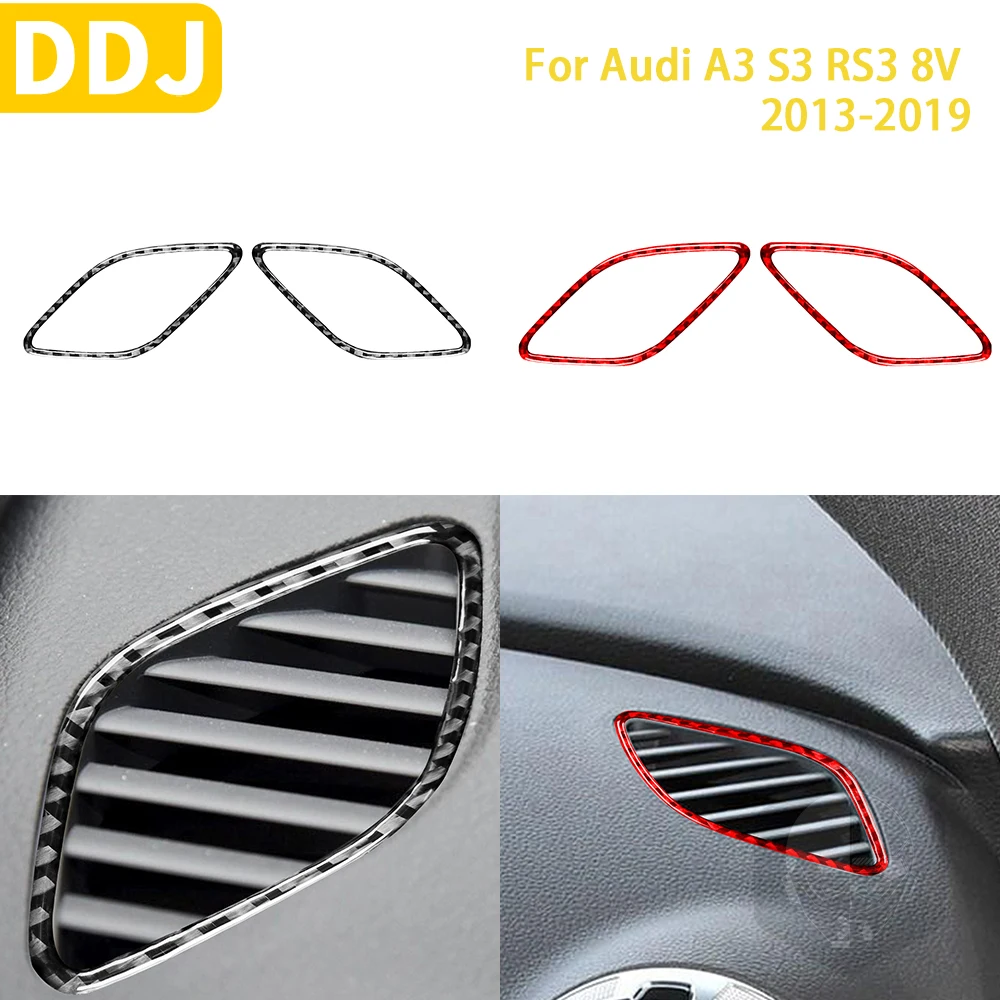 

For Audi A3 S3 RS3 8V 2013 2014 2015 2016 2017 2018 Accessories Real Carbon Fiber Car Demist Air Outlet Trim Frame Trim Sticker