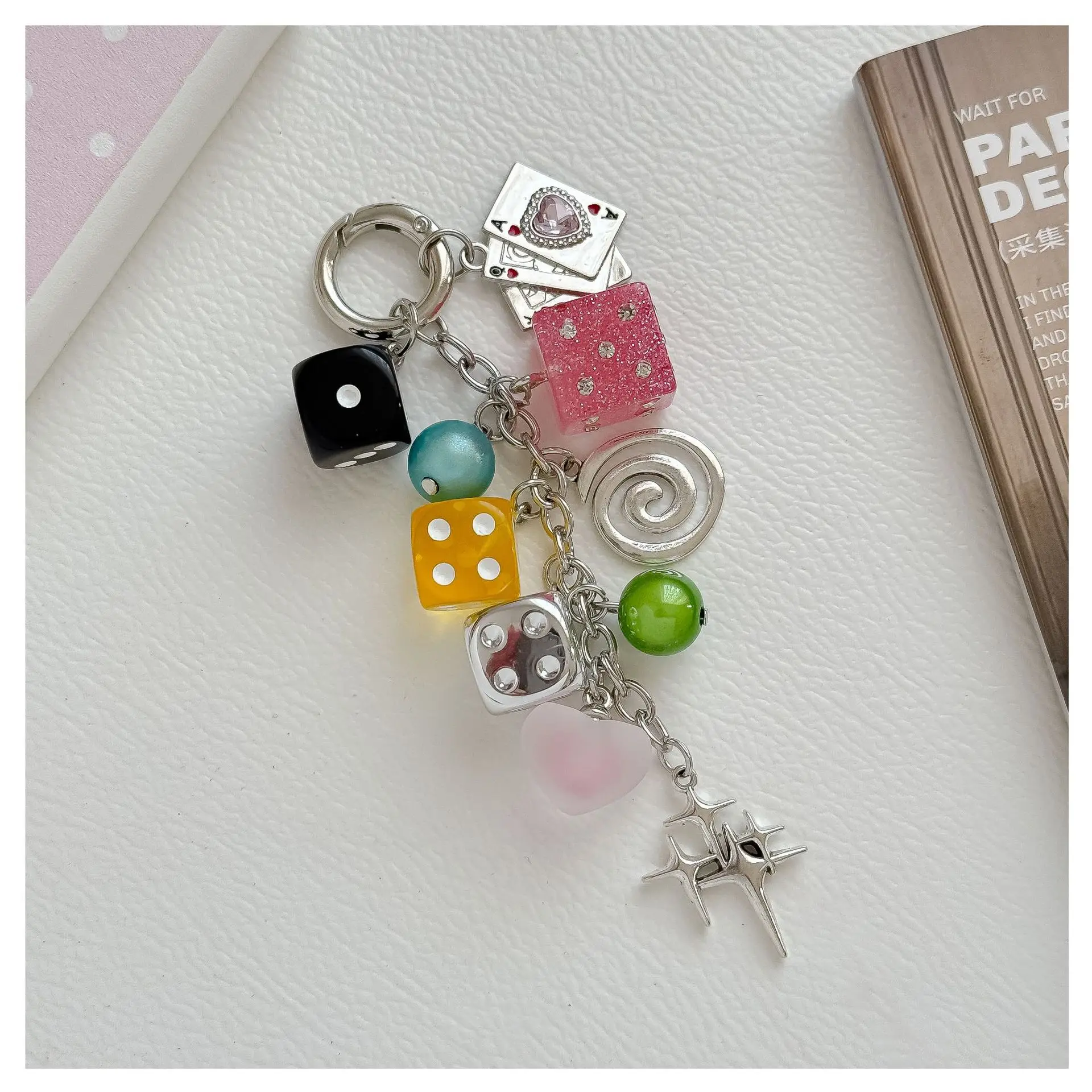 New Dice Poker Pendant Y2K Dice Bead Keychain Poker Pendant Sweet And Cool Style Bag Hanging Ornament Accessories Gift
