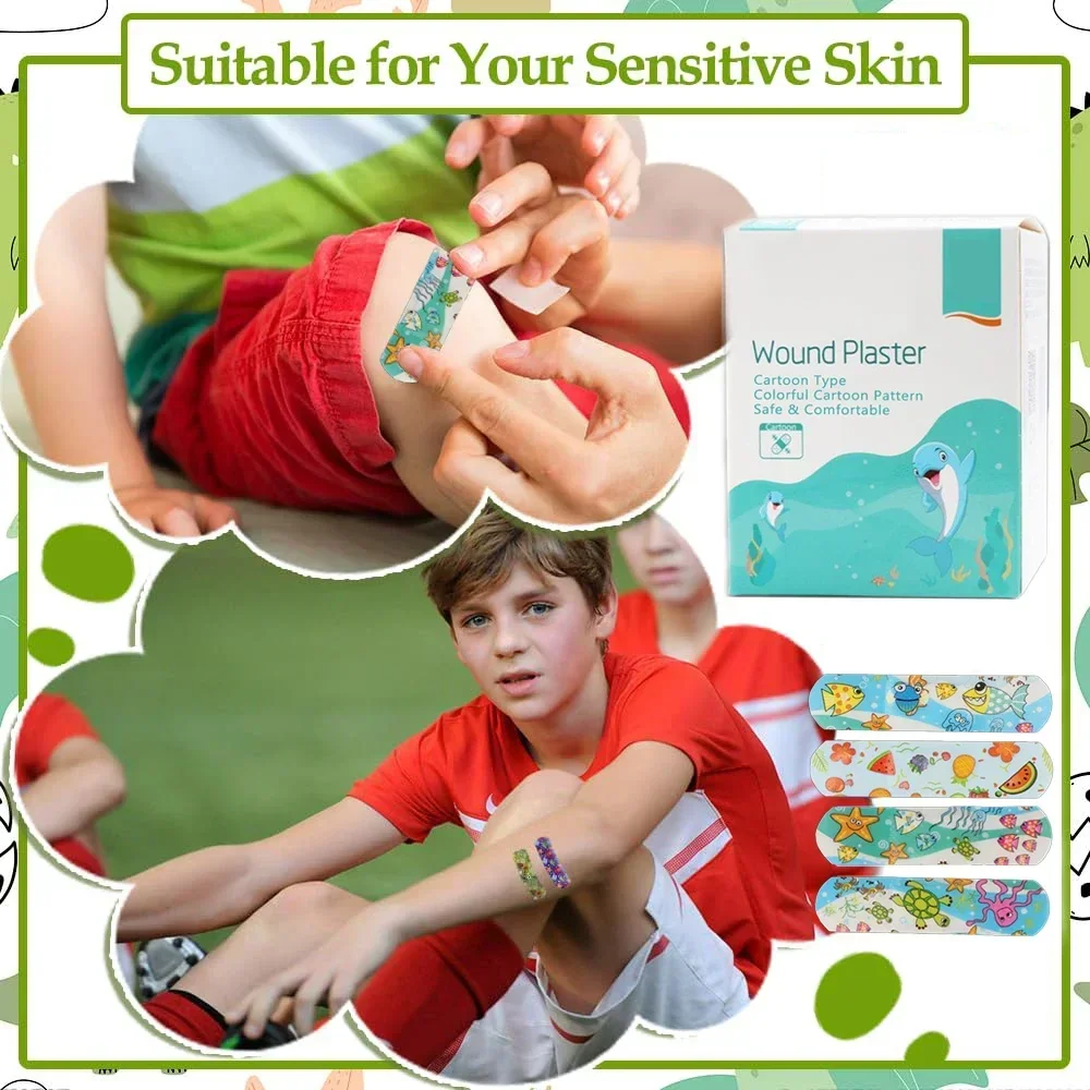 100 pçs para crianças bonito dos desenhos animados ataduras adesivas flexíveis crianças ataduras em massa crianças tiras médicas à prova dwaterproof água respirável