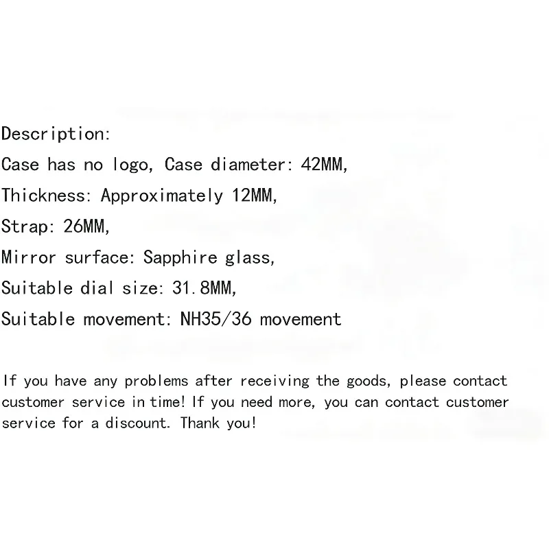 Accessories for NH35, Oak steel case, sapphire glass, suitable for NH35/NH36 movements