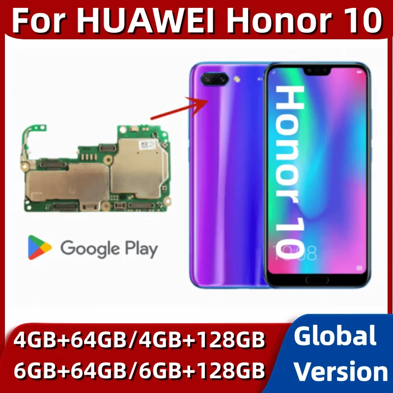 

Материнская плата для HUAWEI Honor 10, оригинальная разблокированная материнская плата, 64 ГБ, 128 ГБ ПЗУ, полностью рабочая
