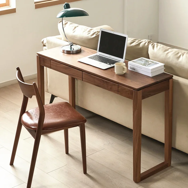 North American black walnut narrow solid wood desk home study writing desk makeup wall long table