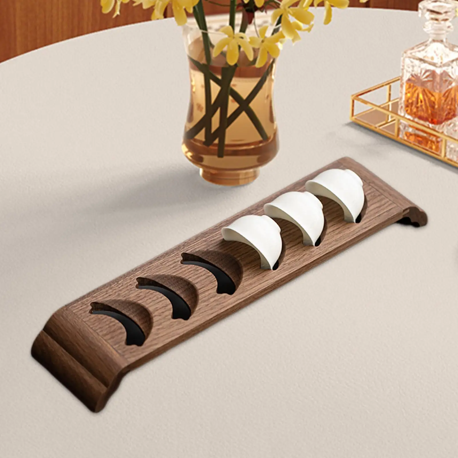 Portable Wooden Cup Holder Storage Rack Tea Cup Display Stand for Tea House Office Coffee Table Organizer