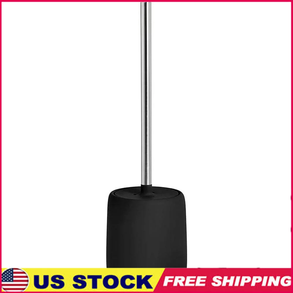 Stainless Steel Toilet Brush Holder with Ceramic Base Elegant Design Modern Bathroom Accessory Cleanliness Essential