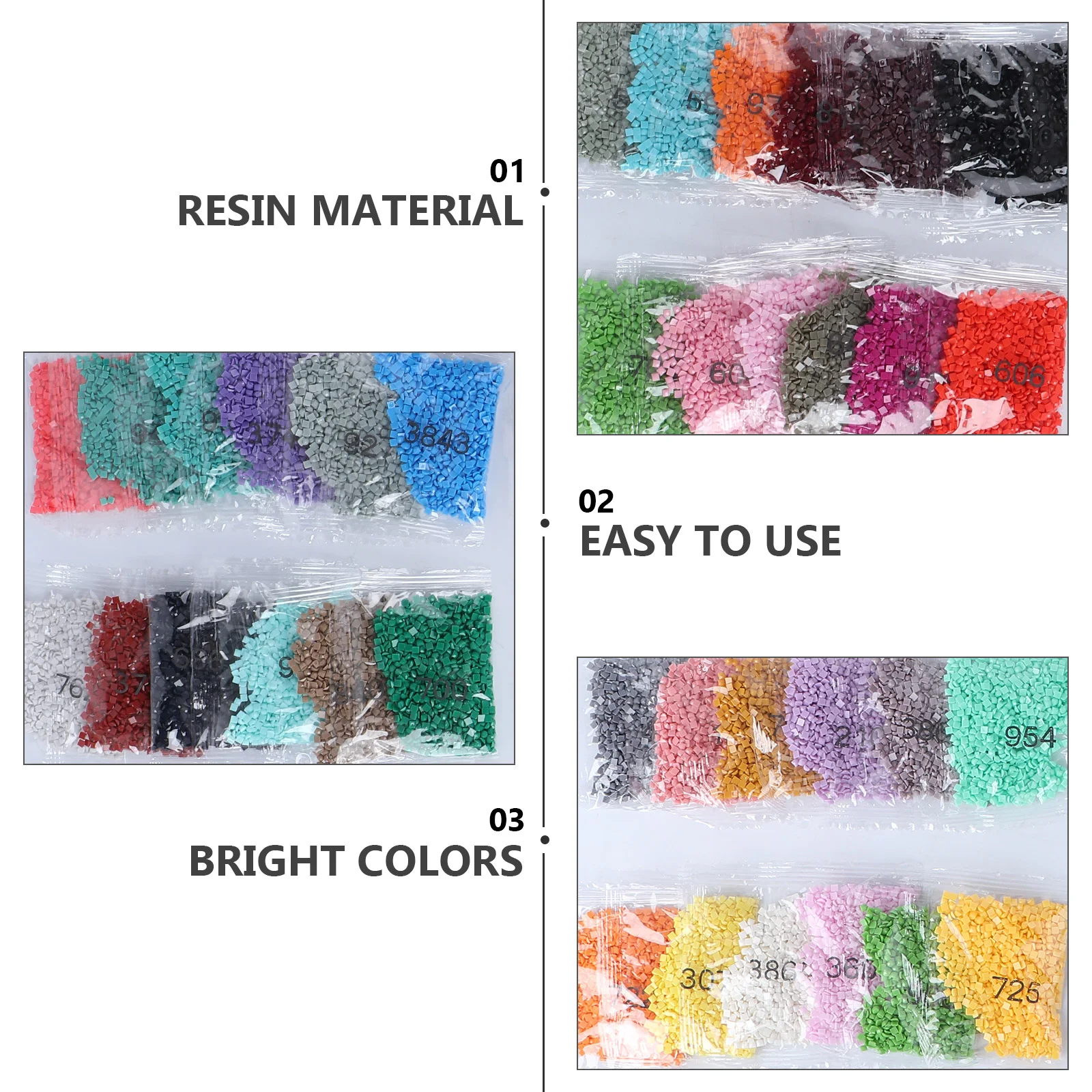 Resin Square Diamond Bag Rhinestones Beads Drill Painting Materials Accessories Handmade Tool for Rhinestone