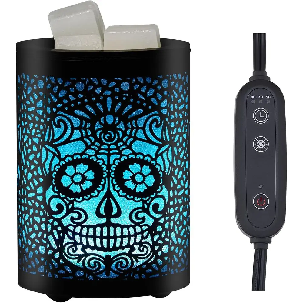 Electric Wax Melt Warmer with Timer, 7-Color LED Gothic Night Light - Scented Wax Melter for Halloween, Home, and Office Aromath