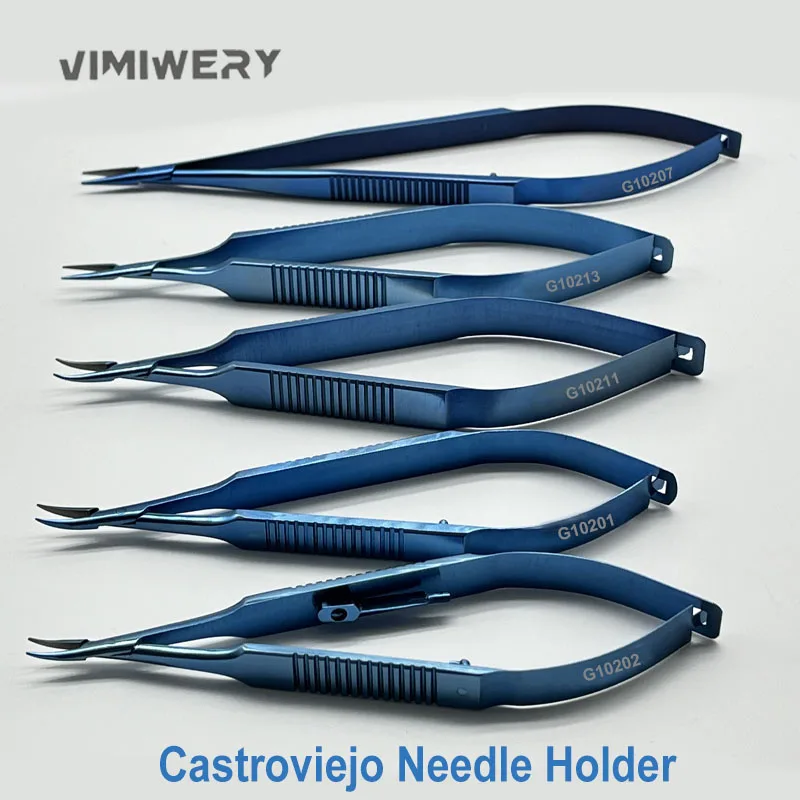 Castroviejo Needle Holder Curved Tip Titanium Needle Holders Eyelid Tools Ophthalmic Surgical Instrument