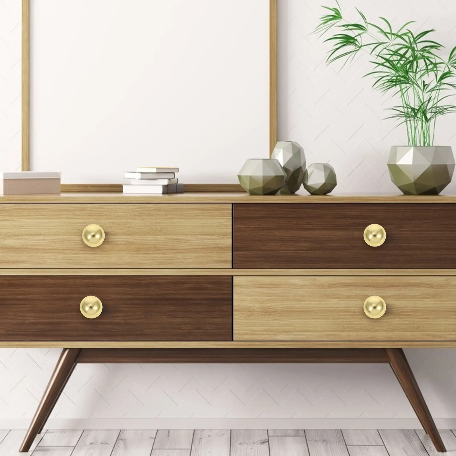 4Pcs Sleek Gold Round Ball Cabinet Knobs Modern Drawer Pulls for Kitchen Bathroom Bedroom Wardrobe Dresser Vanity Furniture