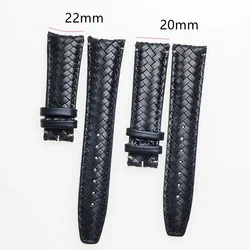 20mm 22mm Leather Braided Watch Strap for Seiko for Omega Curved End WristBand Folding Clasp Bracelet Replacement Men Watch Band