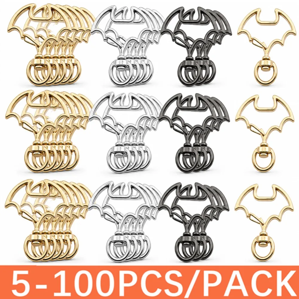 5/50/100Pcs Bats Shape Lobster Clasp Hooks Trigger Clips Buckles Spring Buckle Snap Hook Split Key Ring For Diy Accessories